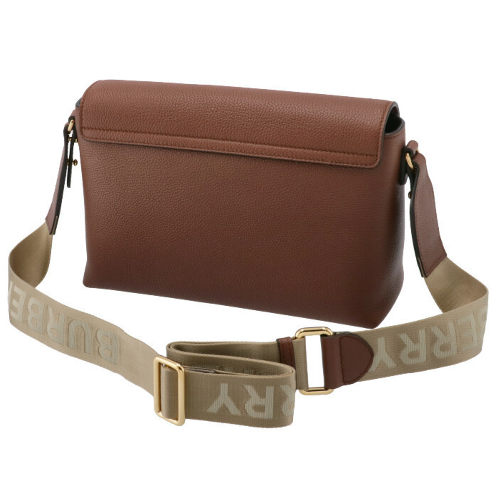 Burberry Brown Leather Crossbody Shoulder Bag with House Check Trim - Picture 3 of 8